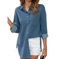 thumbnail image 3 of Fantaslook Denim Shirts for Women Button Down Blouses Long Sleeve Casual Tops Fall Outfits, 3 of 8