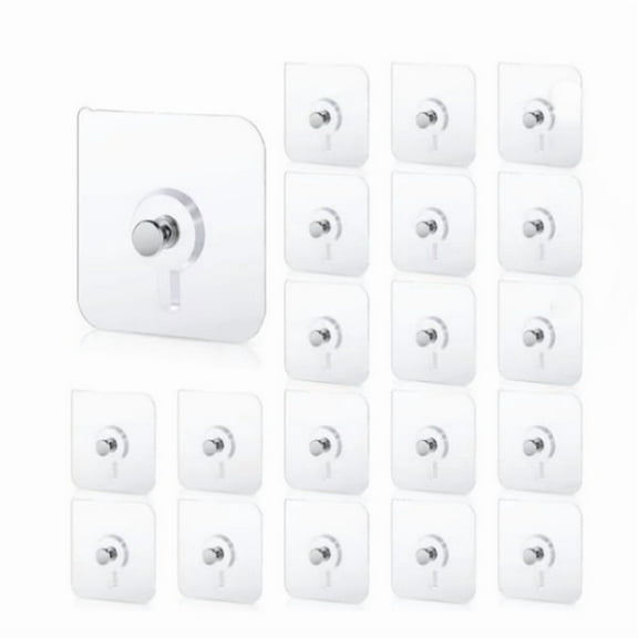 40 Pcs Self Adhesive Wall Hooks No Drill Hooks for Hanging, No-Trace Sticker Frame Hangers without Nails for Mount Wall Shelf, Heavy Duty Adhesive Wall Hooks for Kitchen, Bathroom