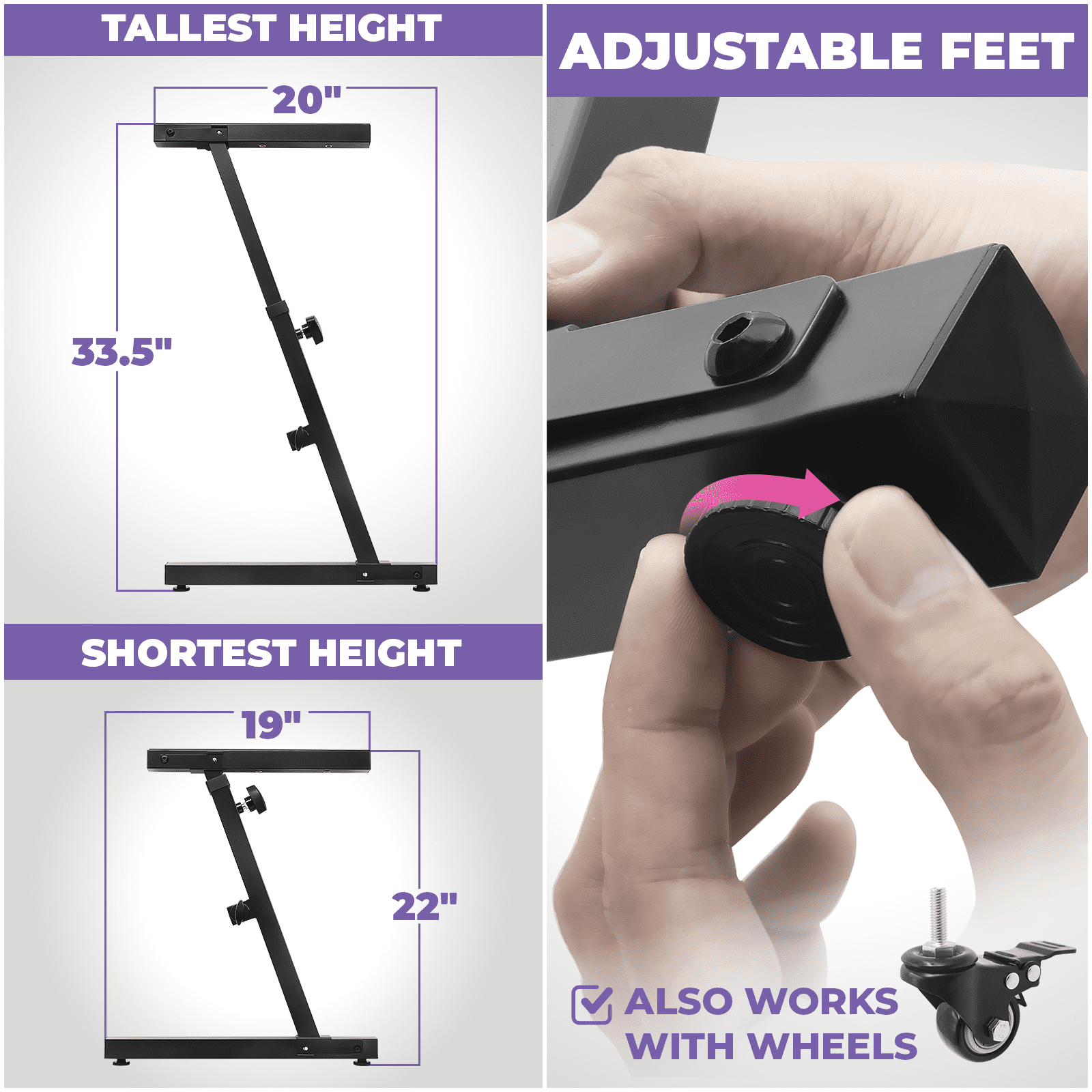 Liquid Stands Foldable Piano Keyboard Stand - 49-88 Key Z Style Adjustable Digital Piano Stand Electric Piano Stand - Portable Heavy Duty Stand for Kids, Adults - Sturdy Musical Keyboard Stand