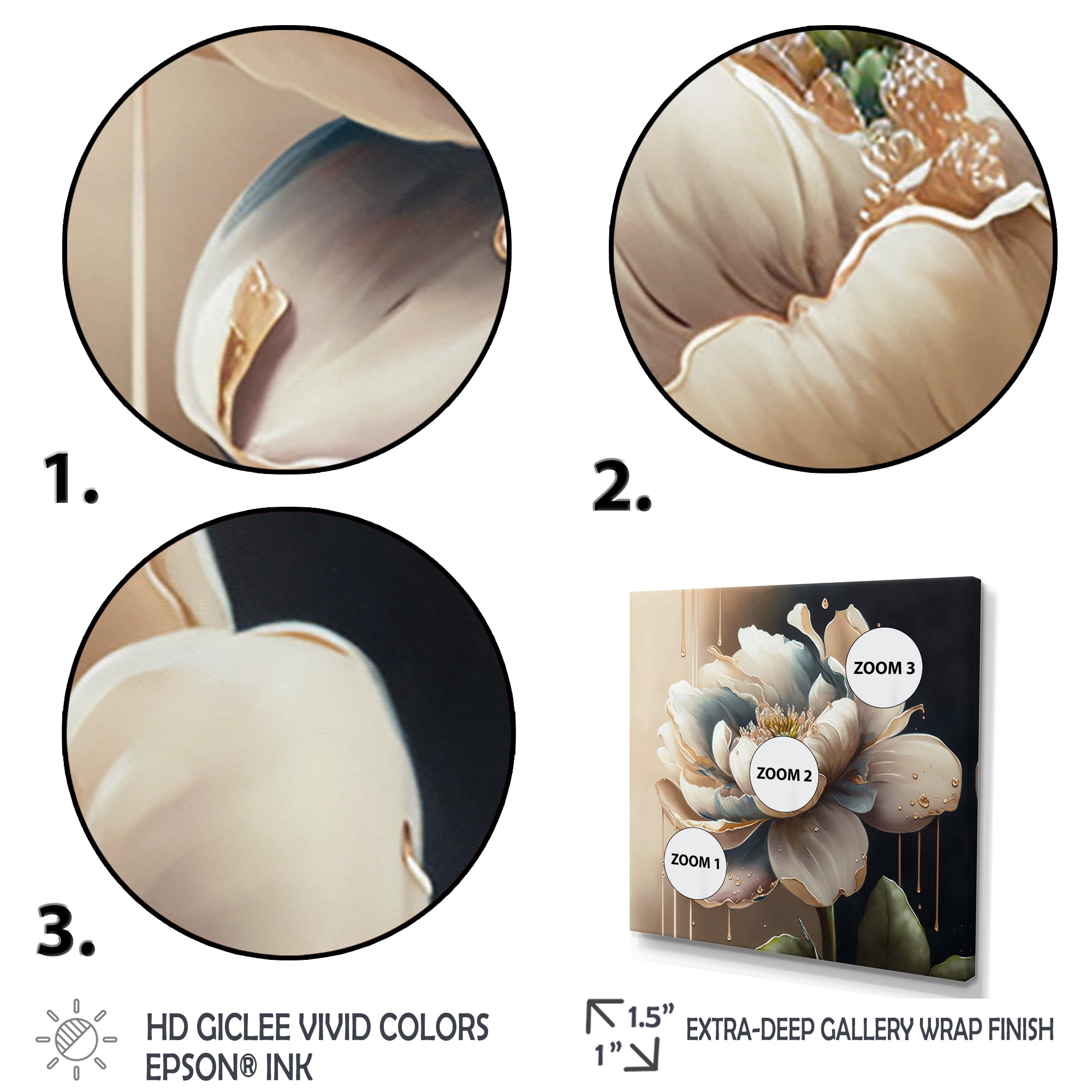 Designart Cream White Flower Canvas Wall Art