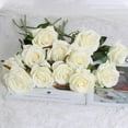 thumbnail image 6 of 12Pcs Roses Artificial Flowers Bulk Fake Silk Black Roses Bouquet with Long Stem, Faux Roses Flowers for Wedding Home Decorations Floral Arrangement Party Table Centerpieces(White), 6 of 7
