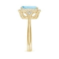 thumbnail image 3 of ANGARA Natural Cushion 2.45 ct Aquamarine Halo Ring with Trio Diamonds in 14K Yellow Gold for Women (Size-10x8mm) | March Birthstone, Anniversary, Jewelry Gift for Women | Natural Aquamarine Ring, 3 of 9