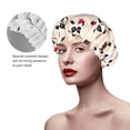 thumbnail image 2 of Yiaed Panda Ice Creams Donuts Print Reusable Shower Cap & Bath Cap & Lined, Oversized Waterproof Shower Caps Designed for all Hair Lengths, 2 of 7