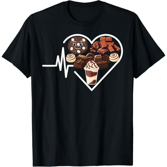 Chocolate Sweet Sugar I Love Chocolate Lover Cute Heart Tees T-ShirtMen and women, Black T-shirt, size: Extra large
