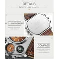 thumbnail image 6 of Oulm Compass Outdoor Sports Watches Analog White/Black/Brown Leather Strap Four Sub-dials Men Watch Sports Watch Military Watch Mechanical Watch for Men, 6 of 6