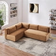 thumbnail image 4 of Glenmont Mid Century Modern Modular Cognac Tan Velvet Comfy Sectional Couch, 4 of 6