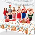 thumbnail image 2 of 3 Pack Christmas Tablecloths Gingerbread Man House Tablecloths Rectangle Plastic Table Cover for Christmas Winter Holiday Parties Decorations Supplies 51x86 inch, 2 of 7