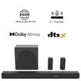 thumbnail image 2 of Restored Hisense R652 5.1 Ch Soundbar with a Total of 440W Output, Rear Surround Speakers, 6.5” Wireless Subwoofer, Dolby Atmos and DTS Virtual x, Easy Connect, 2 of 6