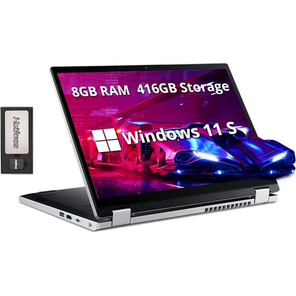 Acer Aspire 3 Spin 14" WUXGA(1920 x 1200) IPS Touchscreen 2-in-1 Laptop, Intel i3-N305, 8GB RAM, 416GB Storage(256GB SSD+160GB Docking Station Set), Wi-Fi 6, Webcam, Win 11 S, Silver