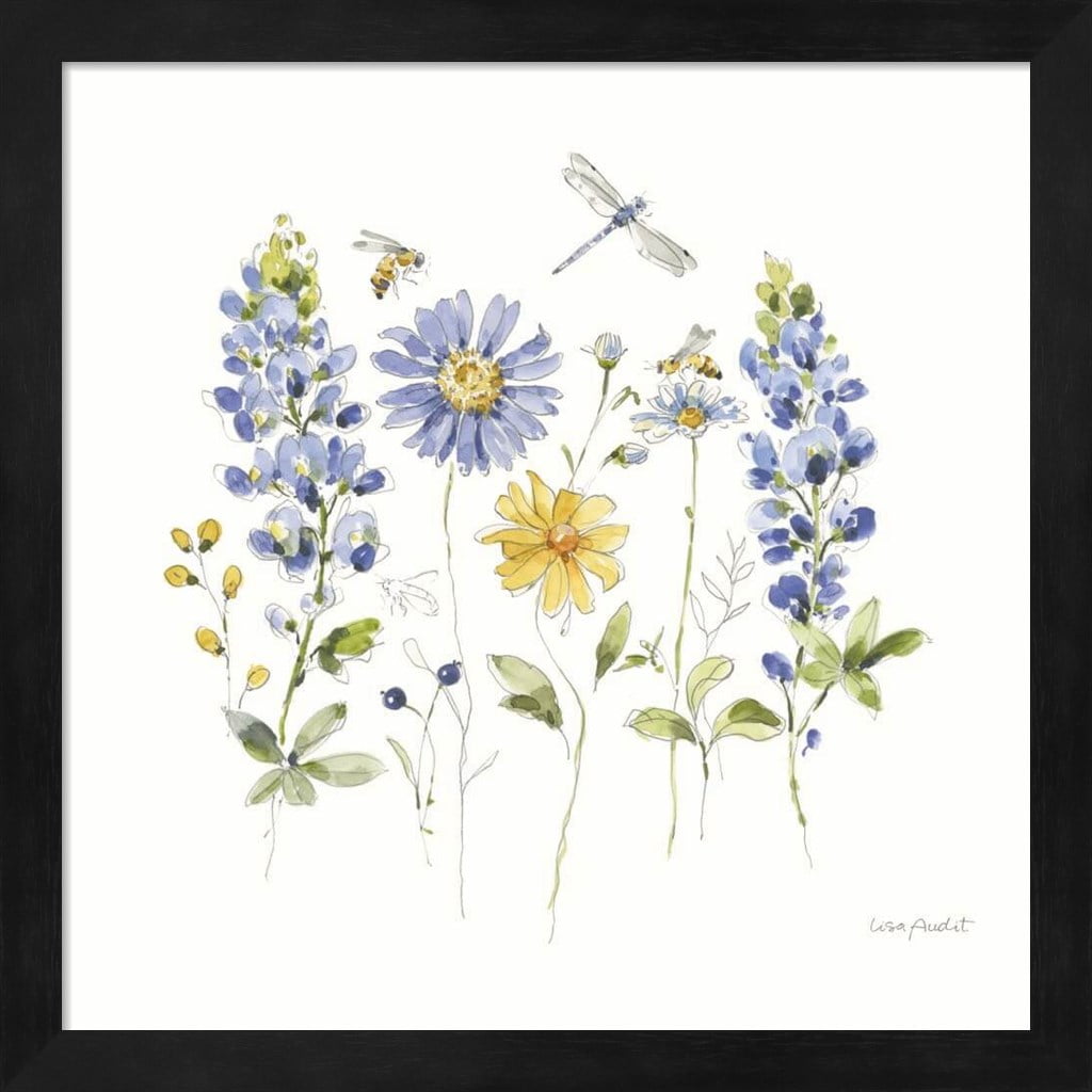 Lovely Blues II Framed Floral Print with Black Box Frame