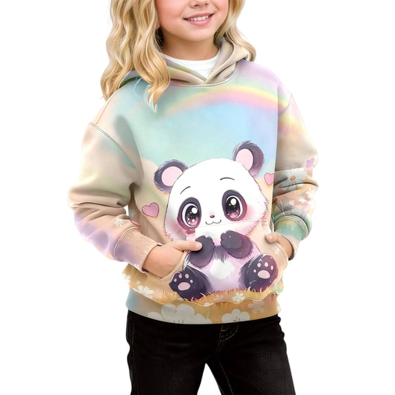 Little Girl's Graphic Hoodie Long Sleeve Hooded Sweatshirt Casual Printed Trendy Fall Outfits Size 5-6T ,Black