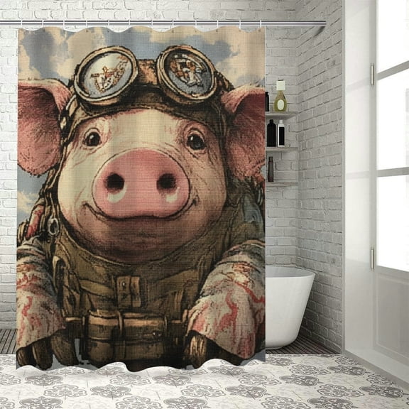 Autua Pig Dieselpunk Shower Curtain 100% Polyester Chic Bathroom Decor 36"x72