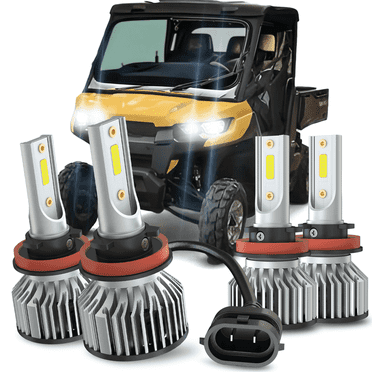 For Can Am Defender 2016-2023 LED Headlight Bulbs High Low Beam Combo, 6000K Cool White For Can-Am UTV LED Head Light Kit, 4pcs led bulbs