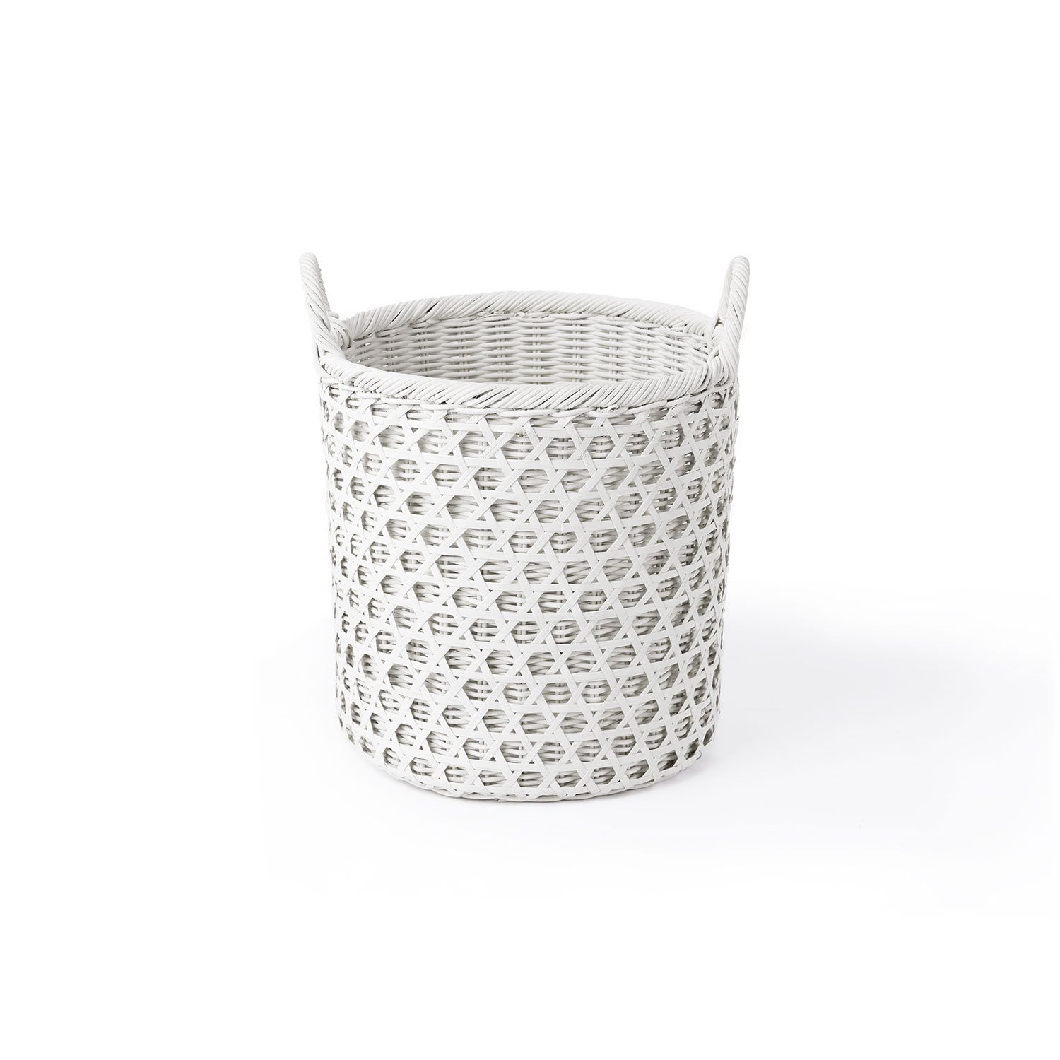 Round Rattan and Bamboo Caning Baskets with Ear Handles, Set