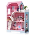 thumbnail image 2 of Wooden Dollhouse, DIY Doll House Kids Playhouse 3 Tier with Window Roof Furniture for Imaginative Play Ages 3+, 2 of 7