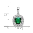 thumbnail image 2 of Auriga Fine Jewelry 14K White Gold Lab Grown Diamond and Created Emerald Halo Pendant for Women (L-12mm, W-10.8mm), 2 of 6