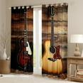 thumbnail image 2 of jejeloiu Electric Guita Curtains Pack of 2 (42x84 Each),Brown Music Instruments Curtains Blackout,Old Barn Door Bedroom Curtains For Child,Breathable Home Decor, 2 of 6