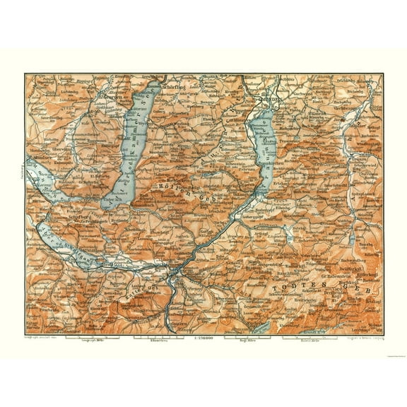 Historic Map - Hollen Geb Austria - Baedeker 1896 - 30.13 x 23 - Vintage Wall Art