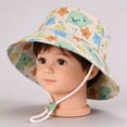 thumbnail image 6 of IVEYRTF Baby Bucket Hat Cute Whale & Starfish Print Wide Brim Adjustable Chin Strap UV Protection Breathable Mesh for Infants 1-4 Years Sun Hat, 6 of 7