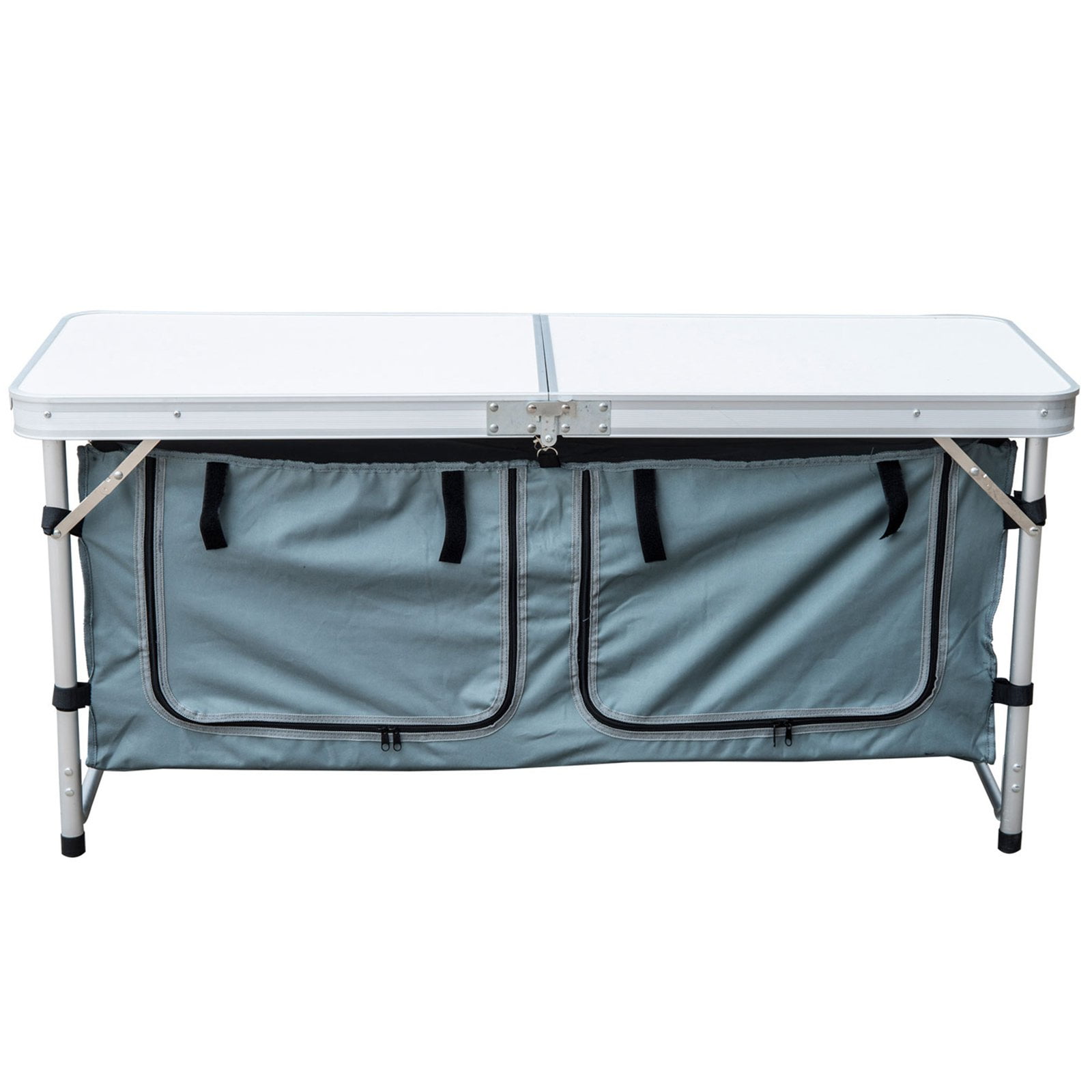 Outsunny 48in Aluminum Folding Storage Organizer Camp Table With Outsunny 48in Aluminum Folding Storage Organizer Camp Table With Carrying Handle Com