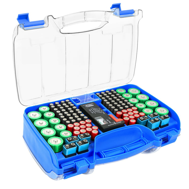 THE BATTERY ORGANISE The Battery Organizer and Tester with Cover, Battery  Storage Organizer and Case, Holds