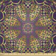 thumbnail image 2 of Ambesonne Purple Mandala Fabric by the Yard Microfiber, Boho Motif, 3 Yards, Purple Yellow, 2 of 2