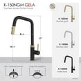 thumbnail image 2 of Stylish Single Handle Matte Black with Gold Pull Down Touchless Kitchen Faucet K-150NGM, 2 of 13