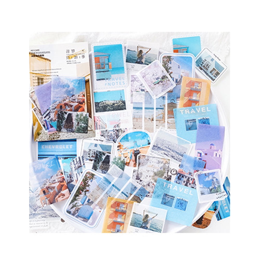 40Pcs/Pack Travel Daily Life Bronzing Painting Scrapbook Sticker Album Decor DIY 