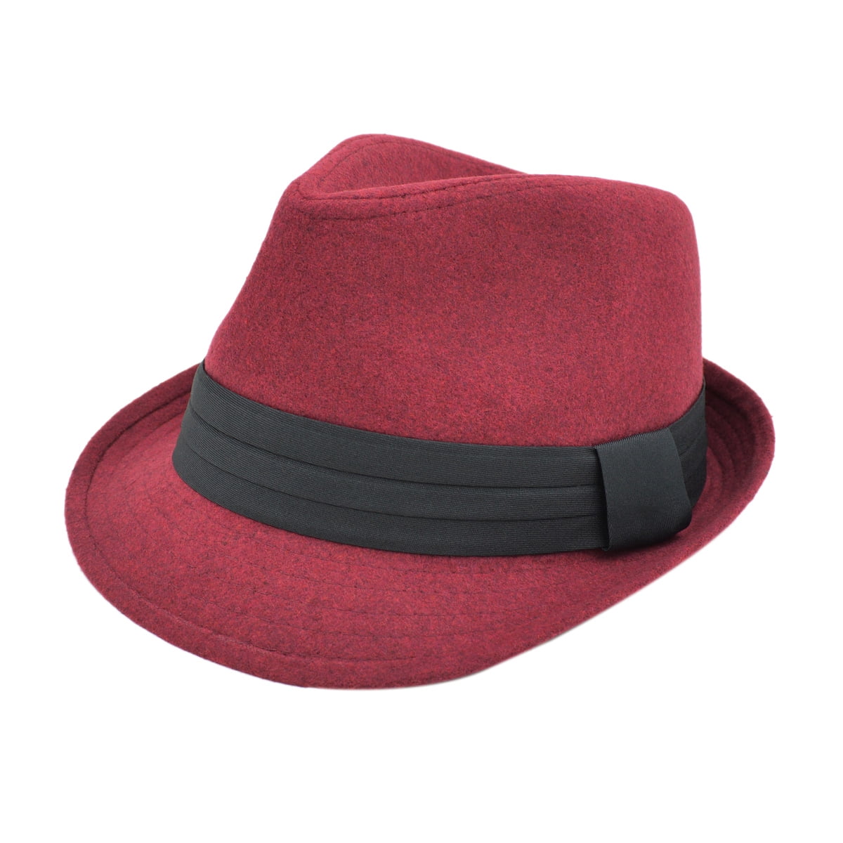 Unisex Classic Solid Color Felt Fedora Hat with Black Band