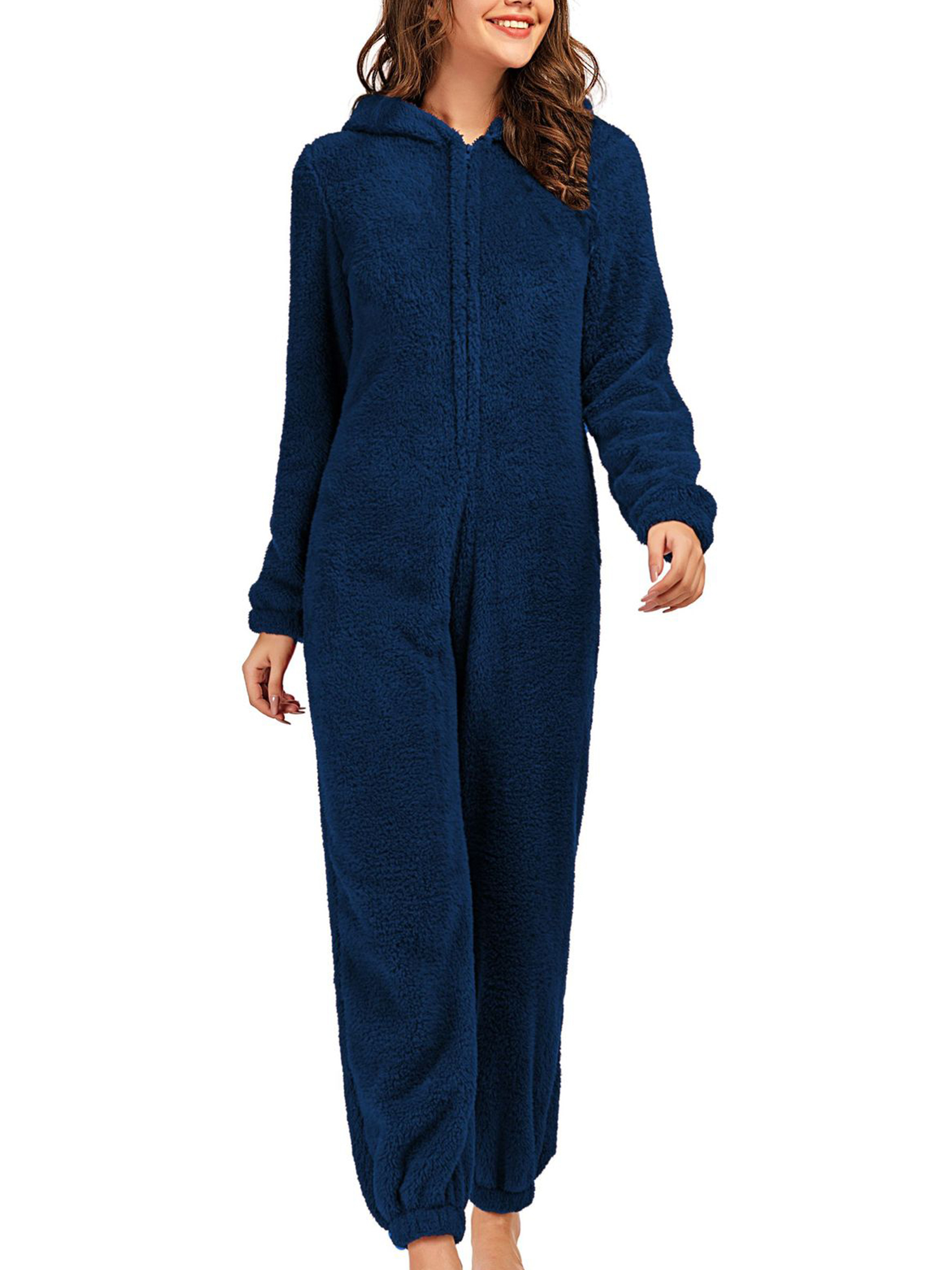Lumento Women Kids Warm Fleece One Piece Pajamas Plush Hooded Jumpsuit