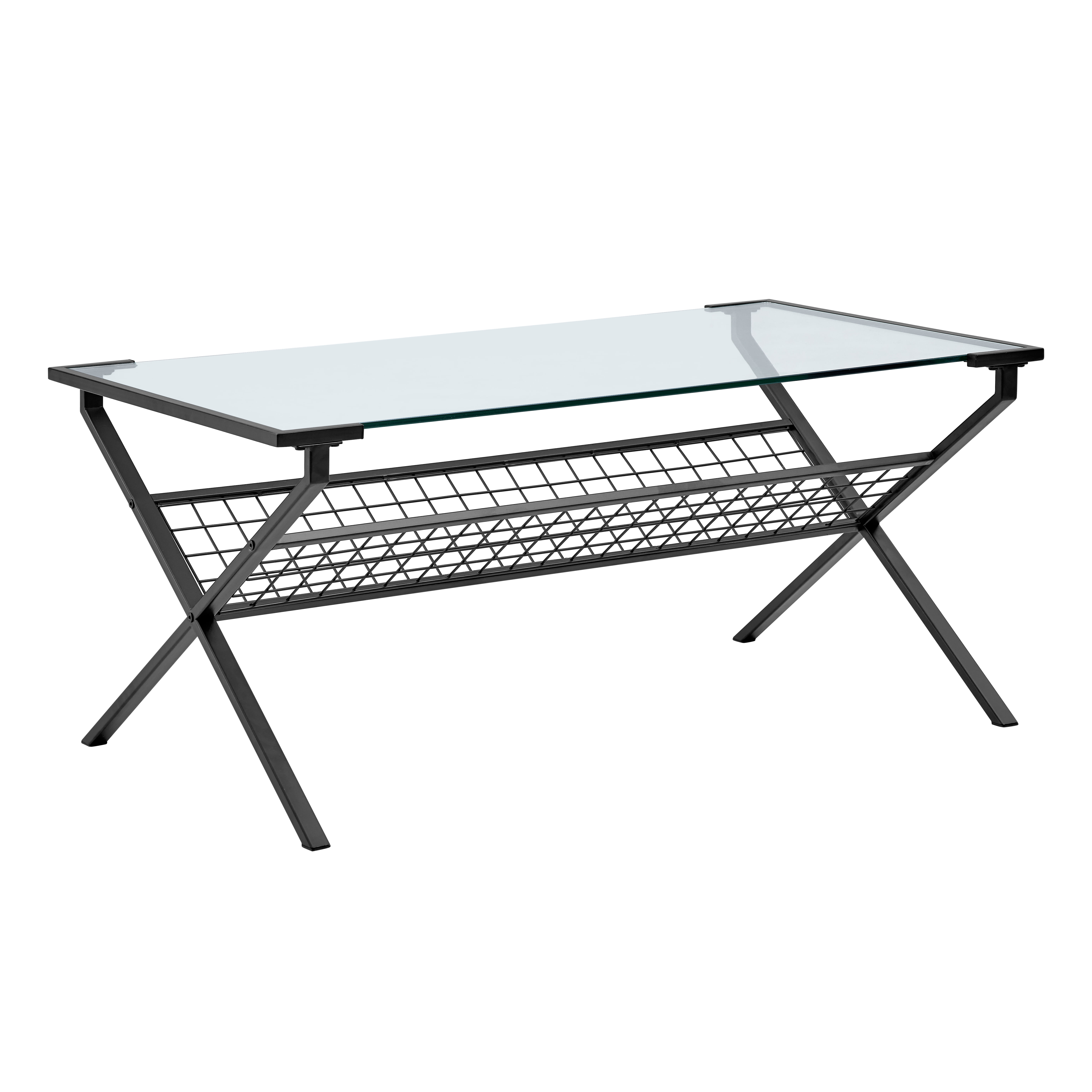 Elaine Metal & Glass with Magazine Holder Coffee Table by Chateau Lyon