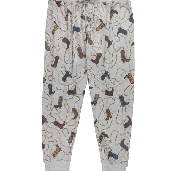 P.J. Salvage Womens Cowboy Boots Pajama Jogger Pants, Grey, Small