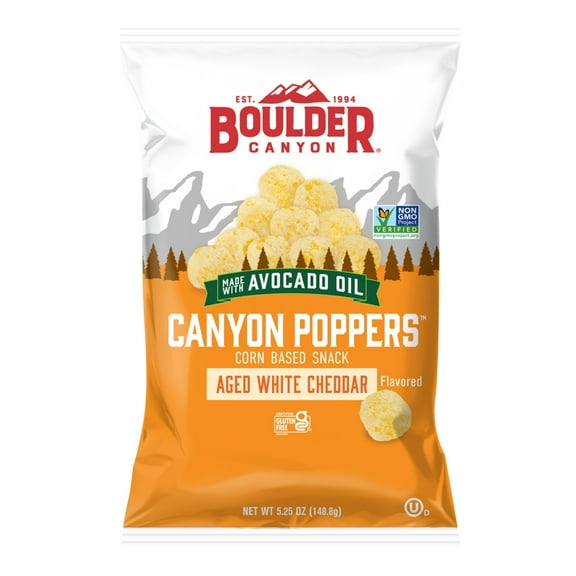 Boulder Canyon Avocado Oil Aged White Cheddar Canyon Poppers, 5.25 oz Bag