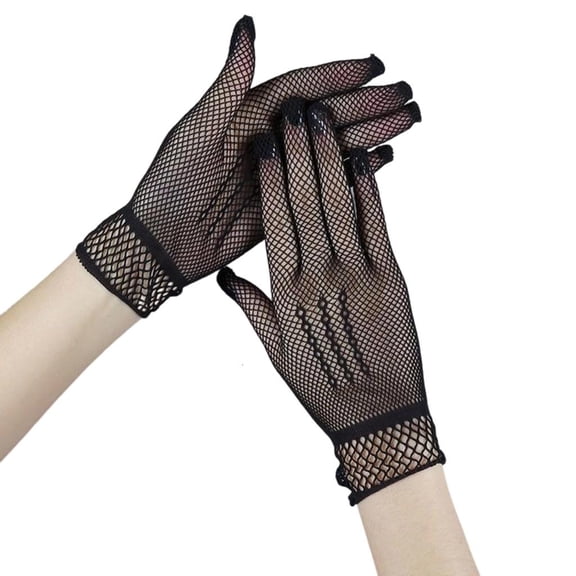 Stylish Hand Gloves Sun Protective Elastic Mesh Fishnet Gloves for Theme Event