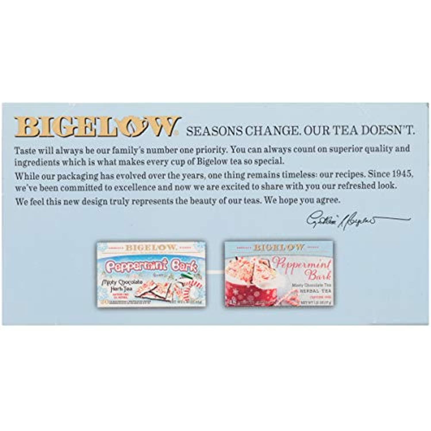 Bigelow Peppermint Bark Herbal Tea Bags, 18 Count Box (Pack Of 6) Caffeine Free Herbal Tea, 108 Tea Bags Total