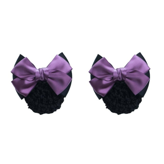 relayinert Good Gifts Snood Net Professional Hair Plate Mesh Pocket For Hair Professionals Two-Bows-purple 2Set