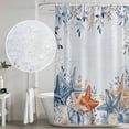 thumbnail image 5 of Orange Blue Starfish Coastal Shower Curtain, Waterproof Shower Curtains for Bathroom, Summer Beach Eucalyptus Washable Fabric Bathtub Curtain Set Bath Decor with 12 Hooks Stall 36"x72", 5 of 8