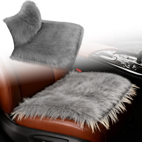 Wool Car Seat Cover 18x18 Inches Soft Fuzzy Sheepskin Seat Protector Cushion Universal Fit for Auto SUV Trucks Car Interior Accessories Home Office Chair