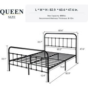 Allewie Queen Size Metal Platform Bed Frame with Victorian Style Wrought Iron-Art Headboard/Footboard, Black