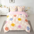 thumbnail image 2 of Erosebridal Colorful Floral Bedding Sets Twin Size, Cute Vintage Daisy Comforter Sets with Sheets, Square Geometric Decor, Reversible, 2 of 5