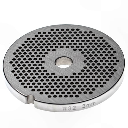 32 Gauge Meat Grinder Plate - 3mm Holes, 13.4mm Bore, Stainless Steel