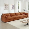 thumbnail image 3 of Newest Super Large Wide,Deep Seat Sofa Couch for 4 Persons, 4 Seater Sofa,Storage Pull out Drawer Under Each Seat, Chenille Orange, 3 of 20