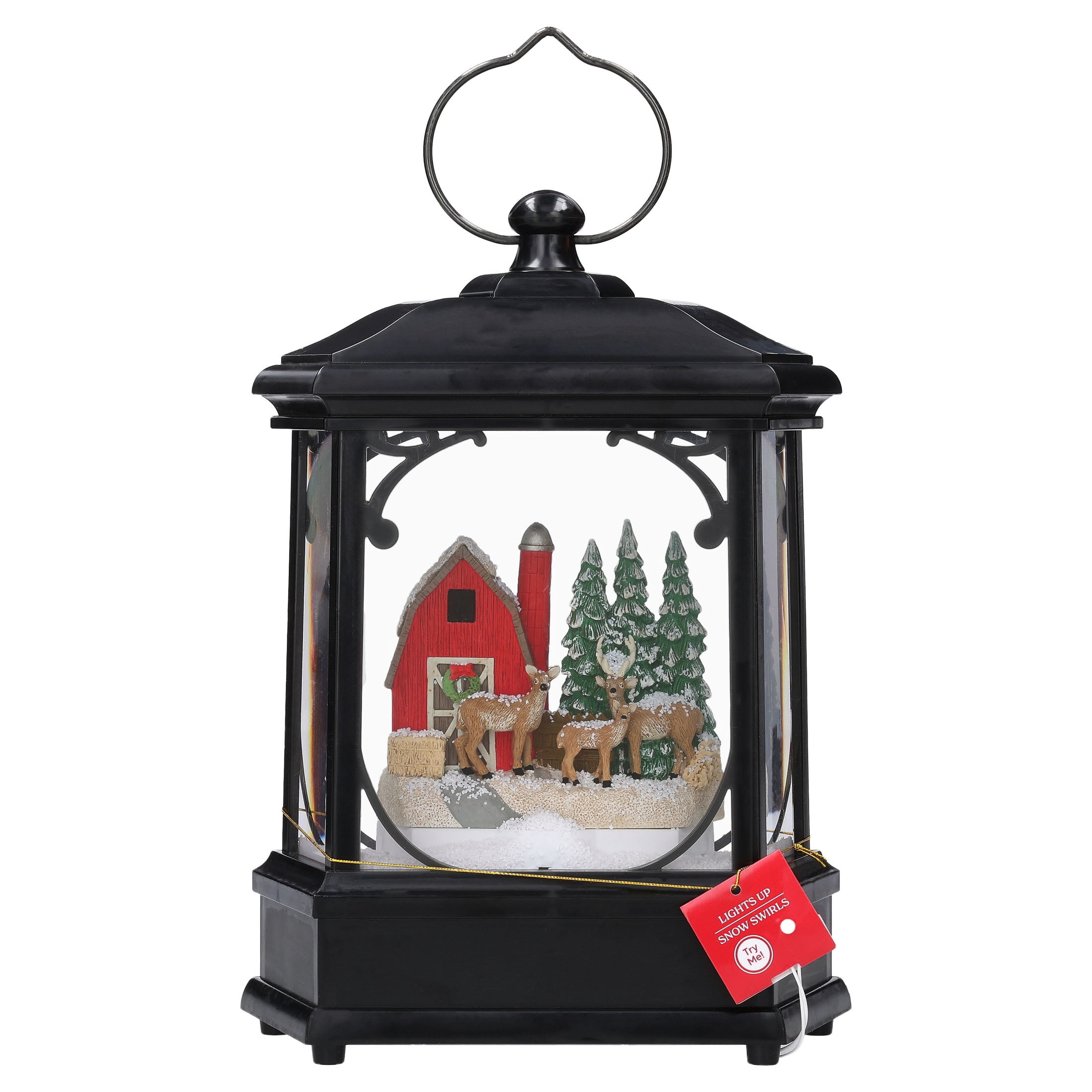 Light-Up Barn Snow Swirl Christmas Lantern Decoration, 11", by Holiday Time