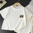 thumbnail image 5 of Quealent Toddler Boy Summer Outfits 3T 4T 5T Boys Clothes Kids Solid Shorts Set Cotton 2 Piece Clothing Sets (White, 12-18 Months), 5 of 6