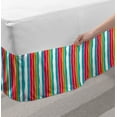 thumbnail image 2 of Pinstripe Bed Skirt, Vertical Wide Colorful Lines with Torn Paper Effect on Shred Edge Band Background, Elastic Bedskirt Dust Ruffle Wrap Around for Bedding Decor, 4 Sizes, Multicolor, by Ambesonne, 2 of 2