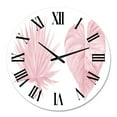 thumbnail image 2 of Designart 'Tropical Pink Watercolour Leaves Ii' Shabby Chic Wall Clock, 2 of 5