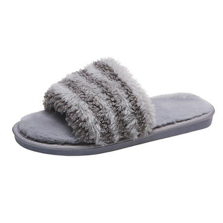 

Women s Fashion Round Toe Flat Color Matching Large Size Plush Casual Slippers Plush Bear Slippers for Women Moccasins Slippers for Women