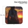 thumbnail image 2 of Lsque Sunset Western Cowgirl Pattern 4" Drink Coasters Set of 4, PVC Leather Absorbent Coasters, Table Coaster Set Decorative Coffee Cup Coasters Housewarming Gift -Square, 2 of 6