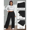 thumbnail image 3 of SWQZVT Womens Plus Size Pants Elastic Waisted Wide Leg Casual Pants for Women Comfort Loose Lounge Trousers with Pockets 2XL, 3 of 8