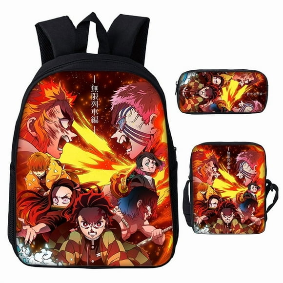 3D Demon Slayer Backpack Cartoon Backpack Three-Piece Printing